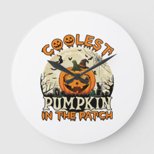 Coolest Pumpkin Patch Sunglasses Witch Hat Hallowe Large Clock