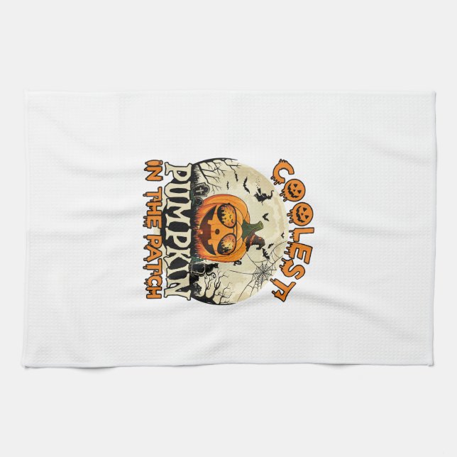 Coolest Pumpkin Patch Sunglasses Witch Hat Hallowe Tea Towel (Horizontal)
