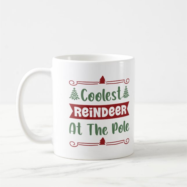 Coolest Reindeer Christmas Coffee Mug (Left)