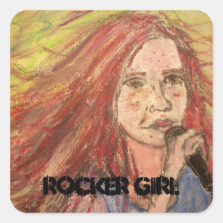 Coolest Rocker Girl Square Sticker