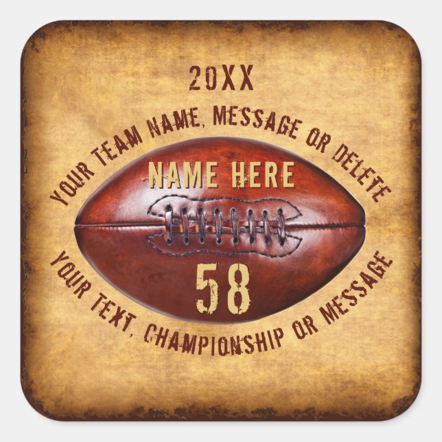 Coolest Rustic Football Stickers with YOUR TEXT (Front)