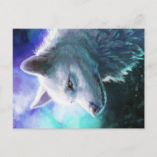 Coolest snow Wolf Holiday Postcard