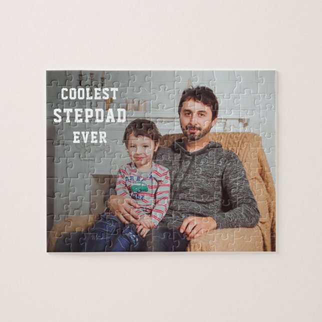 Coolest Stepdad Ever Personalised Photo Dad Jigsaw Puzzle (Horizontal)