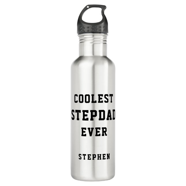 Coolest Stepdad Ever Typography Personalised Dad 710 Ml Water Bottle (Front)