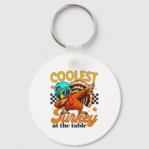 Coolest Turkey At Table Funny Bird Toddler Boys Th Key Ring