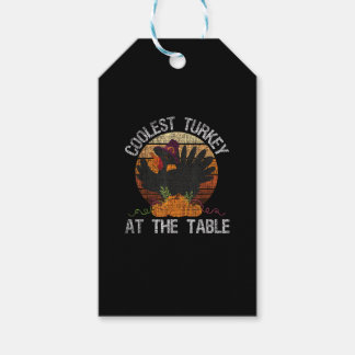 Coolest Turkey At The Table Retro Thanksgiving Fal Gift Tags