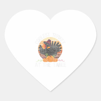 Coolest Turkey At The Table Retro Thanksgiving Fal Heart Sticker