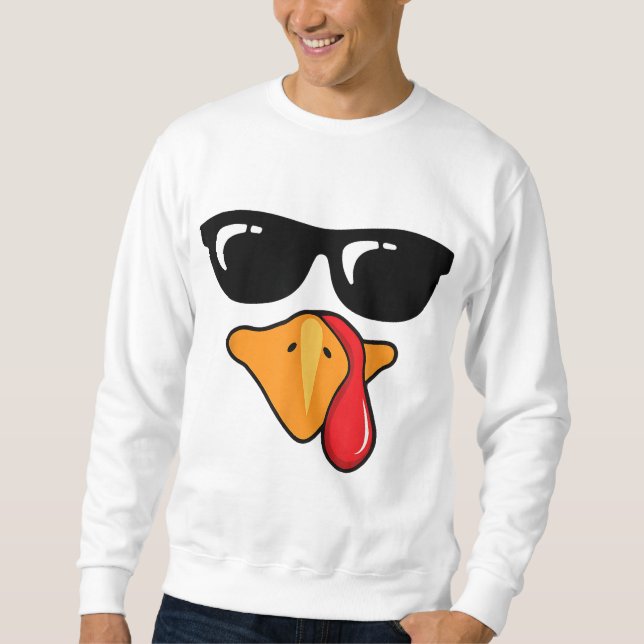 Coolest Turkey Face Funny Thanksgiving Day for Kid Sweatshirt (Front)