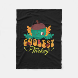 coolest turkey fall thanksgiving day fleece blanket
