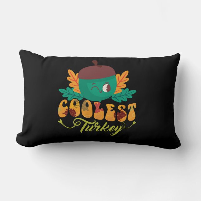 coolest turkey fall thanksgiving day lumbar cushion (Front)