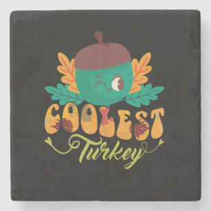 coolest turkey fall thanksgiving day stone coaster