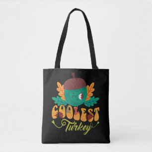 coolest turkey fall thanksgiving day tote bag