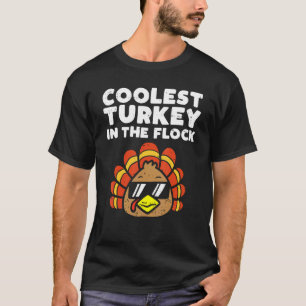 Coolest Turkey Flock Cute Thanksgiving Kids Boys G T-Shirt