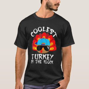 Coolest Turkey In The Flock Thanksgiving Boys Kids T-Shirt