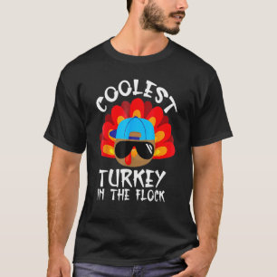 Coolest Turkey in the Flock Thanksgiving Boys Kids T-Shirt
