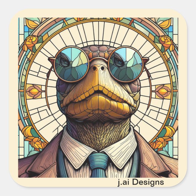 Coolest Turtle in the World Square Sticker (Front)