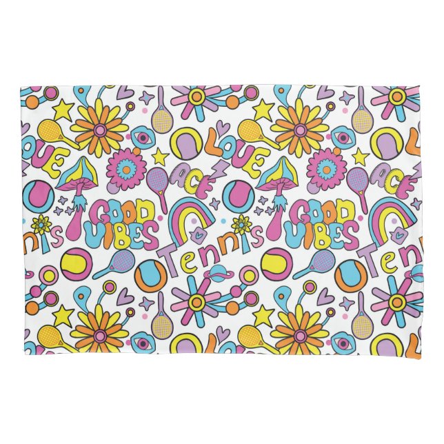 Cool🎾groovy pastel tennis  pillowcase (Front)