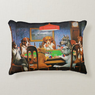 Coolidge Classic Vintage Dog Poker Game Art Decorative Cushion