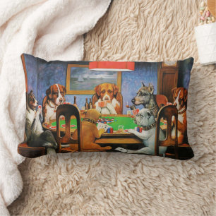 Coolidge Classic Vintage Dog Poker Game Art Lumbar Cushion