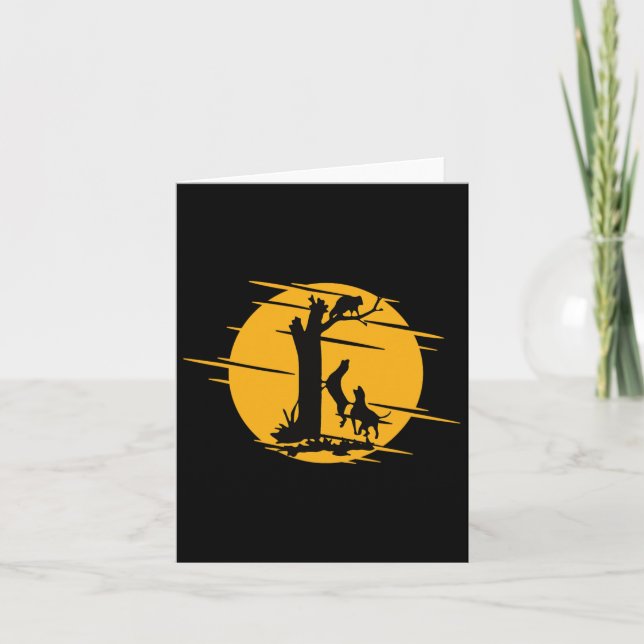 Coon Hound Dog Treeing A Racoon Howling - Fun Coo Card (Front)