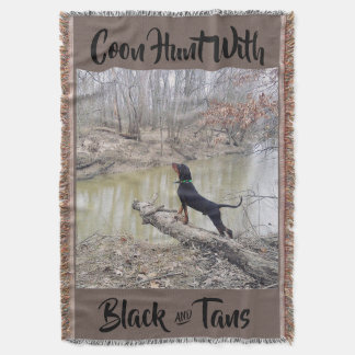 Coon hunt w black & tans throw blanket