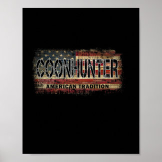Coon Hunter American Flag Vintage Style Coon Hunti Poster