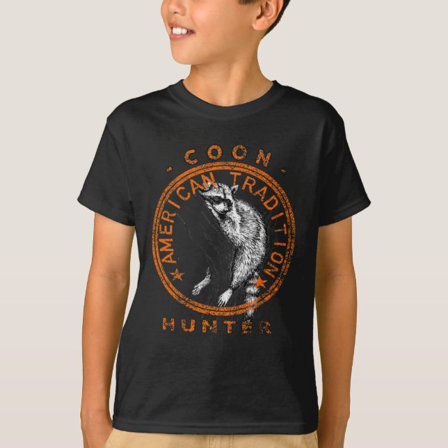 Coon Hunter American Patriotic Racoon Hunting Tra T-Shirt (Front)