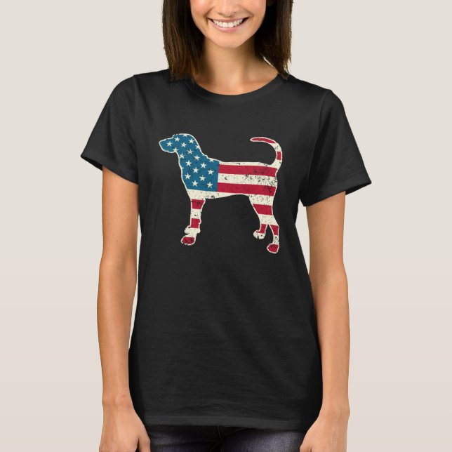 Coonhound 4th of July Men Women USA American Flag  T-Shirt (Front)