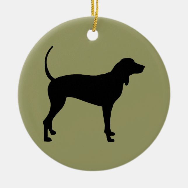 Coonhound Dog (black) Ceramic Tree Decoration (Front)
