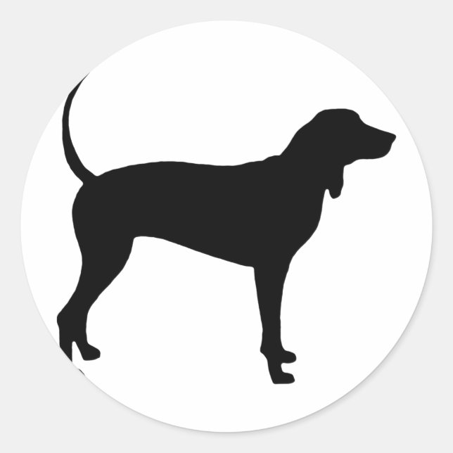 Coonhound Dog (black) Classic Round Sticker (Front)