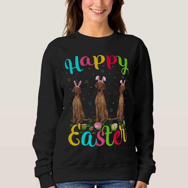 Coonhound Dog   Easter Egg Bunny Coonhound Happy E Sweatshirt (Front)