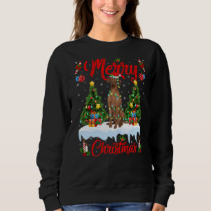 Coonhound Dog Lights Xmas Tree Santa Coonhound Chr Sweatshirt