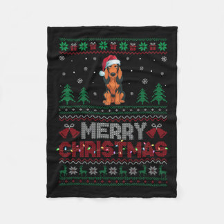 Coonhound Dog Lovers Santa Hat Christmas Tree Ligh Fleece Blanket