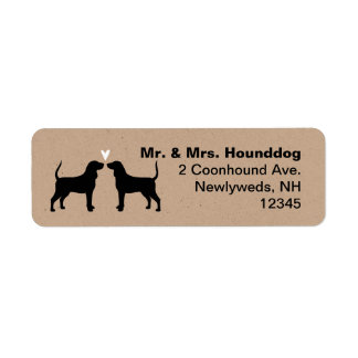 Coonhound Dog Silhouettes with Heart Address