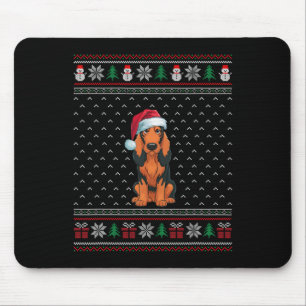 Coonhound Dog Wearing Santa Hat Ugly Xmas Dog Love Mouse Pad