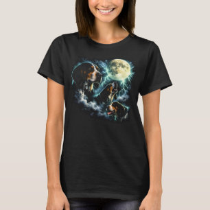 Coonhound Howling Under the Moon Rustic Dog T-Shirt