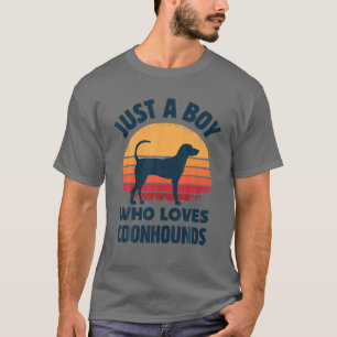 Coonhound Just A Boy Who Loves Dogs Men Retro Vint T-Shirt