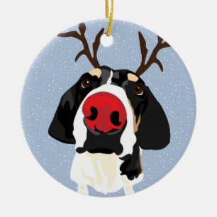 Coonhound Rudolph Ceramic Tree Decoration