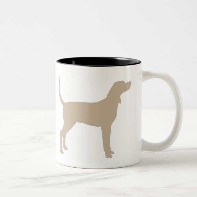 Coonhound Silhouette (tan) Two-Tone Coffee Mug (Right)