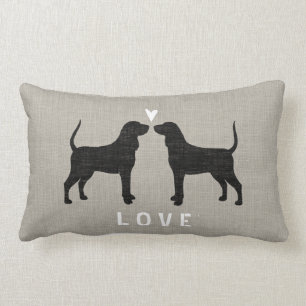Coonhound Silhouettes with Heart and Text Lumbar Cushion