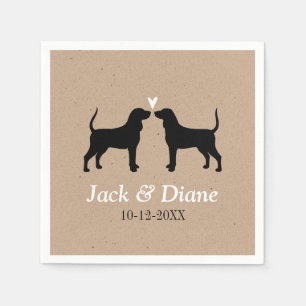 Coonhound Silhouettes with Personalised Text Napkin