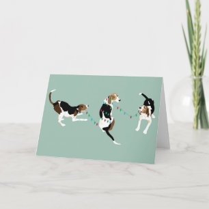 Coonhounds Decorate Holiday Card