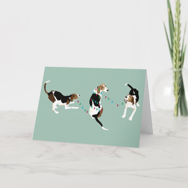 Coonhounds Decorate Holiday Card (Front)