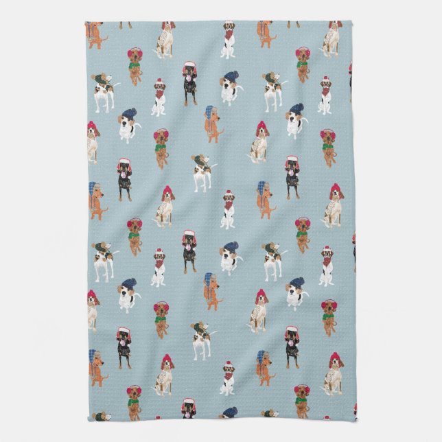 Coonhounds in Hats Tea Towel (Vertical)