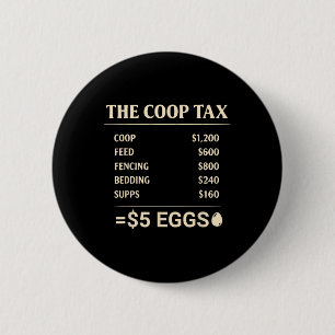 Coop Tax Funny Crazy Ckyard Chicken Lady Homestead 6 Cm Round Badge
