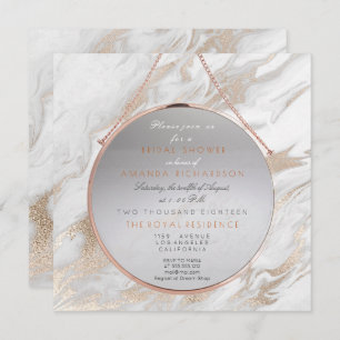 Cooper Bridal Shower Pearly Pink Marble White Grey Invitation