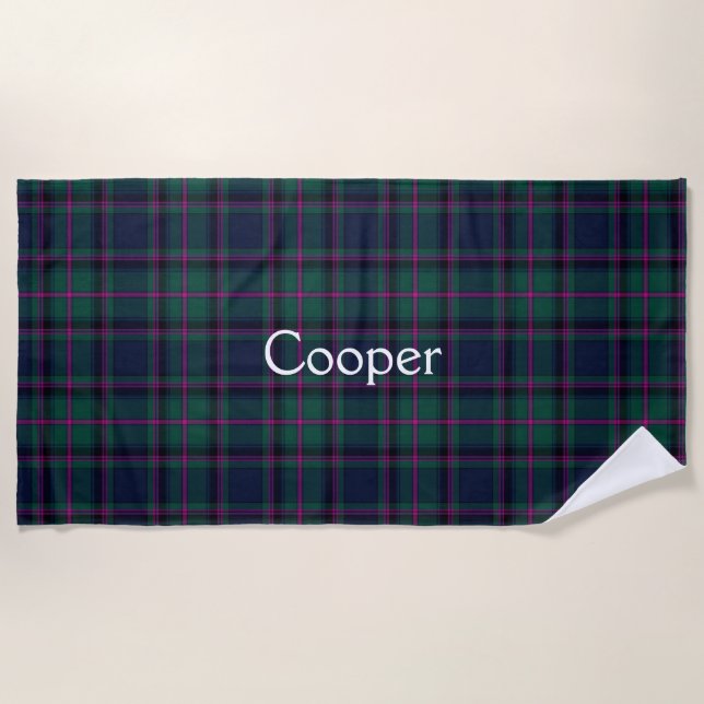 Cooper Clan Tartan Plaid Beach Towel (Front)