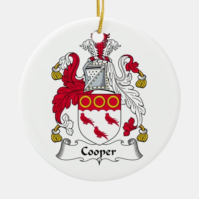 Cooper Family Crest Ceramic Tree Decoration (Front)