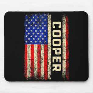 Cooper Last Name Shirt Cooper Name American Flag F Mouse Pad