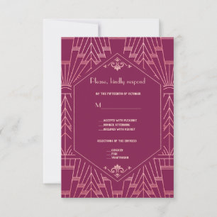 Cooper Rose Great Gatsby 1920s Wedding RSVP Card